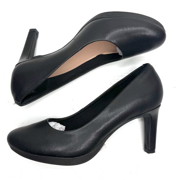 Clarks Collection Ambyr Joy Office Comfort Leather Heel Pumps Womens 8.5 Black - Picture 6 of 10